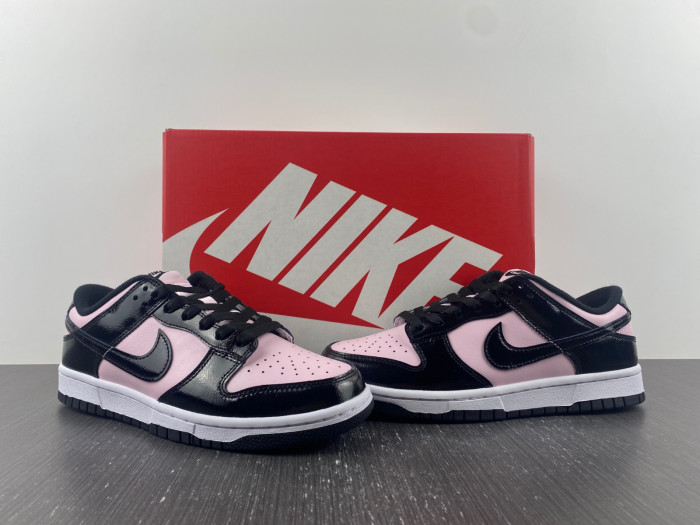 nike dunk low black patent pink dj9955-600