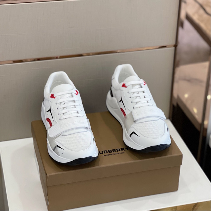 B**rry vintage check, leather and mesh sneakers