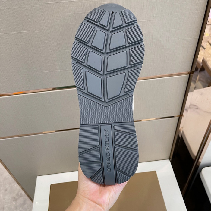 B**rry vintage check, leather and mesh sneakers