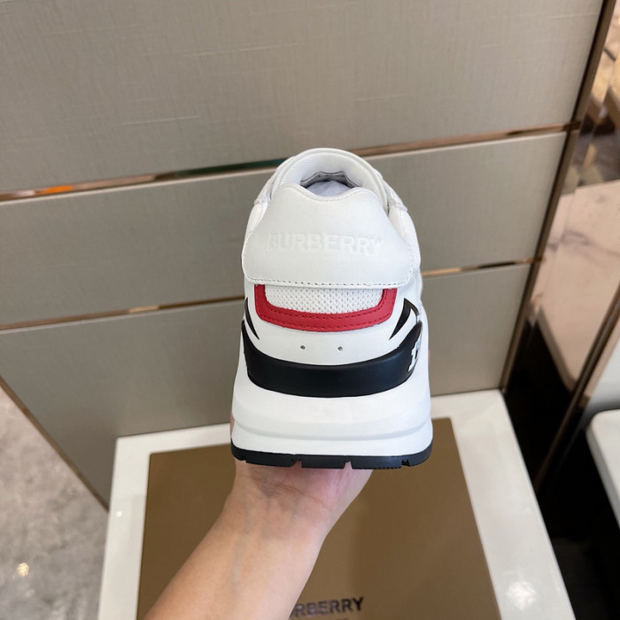 B**rry vintage check, leather and mesh sneakers