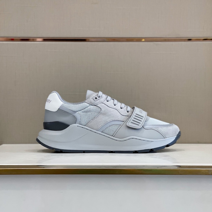 B**rry vintage check, leather and mesh sneakers