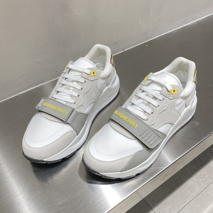 B**rry vintage check, leather and mesh sneakers