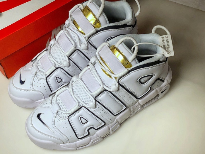 Nike Air More Uptempo White Navy Gold 415082-109
